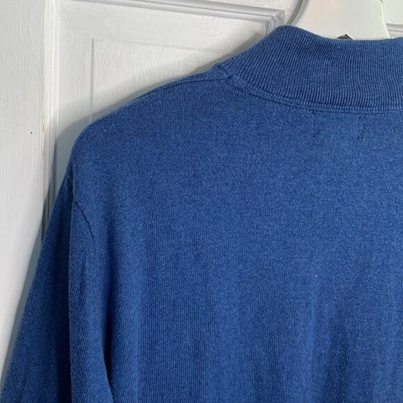 L.L. Bean Men’s Blue Cotton/Cashmere Sweater, Quarter-Zip M-047 Sz XL - Picture 7 of 7